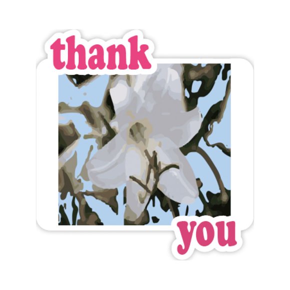 Chile Lily Lilium Art Deco Fashion Thank You Stickers Quote Grateful