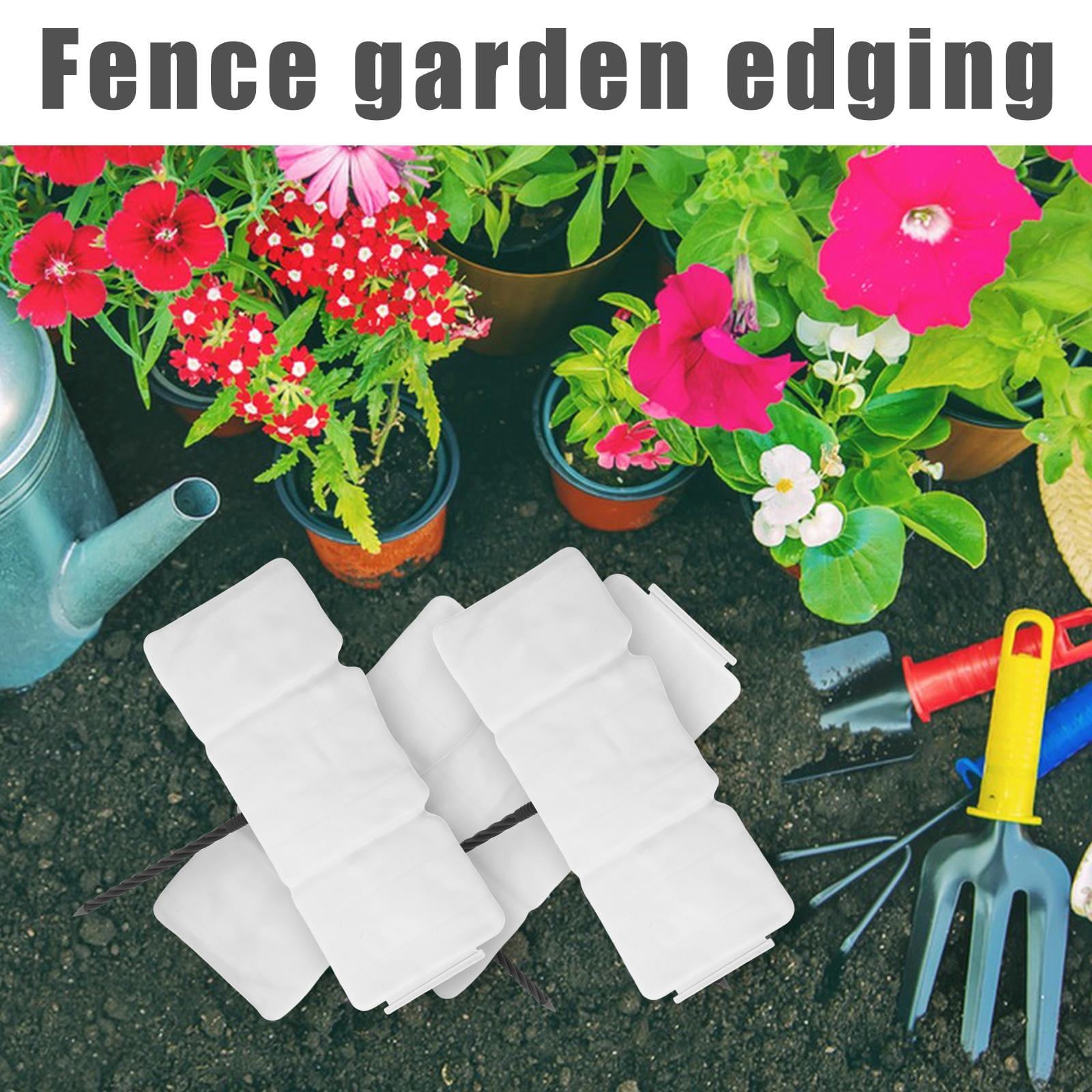 FONDOTIN 10pcs Garden Border Edging Plastic Garden Edging Decorative Landscape Edging With Nails For Lawn Border Edging Stone Flower Bed Edging Fence Garden Border