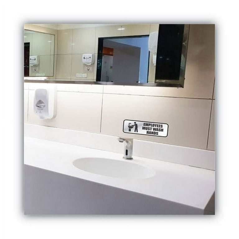 Brushed Metal Office Sign, Employees Must Wash Hands, 9 x 3, Silver Brushed Metal Office Sign, Employees Must Wash Hands, 9 x 3, Silver