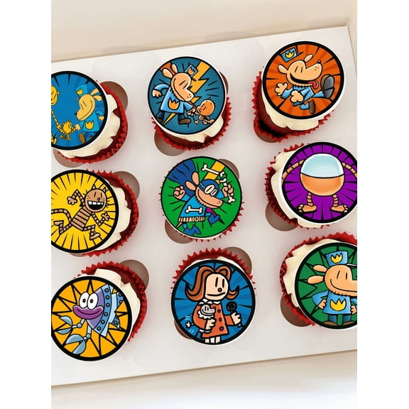 Edible Dog Man Cupcake Toppers, 24 Count Dog Man Party Supplies