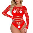thumbnail image 4 of Gibobby Ropa interior mujer Lencería para mujer, enterizo de peluche con entrepierna a presión(Rojo, Talla única), 4 of 5