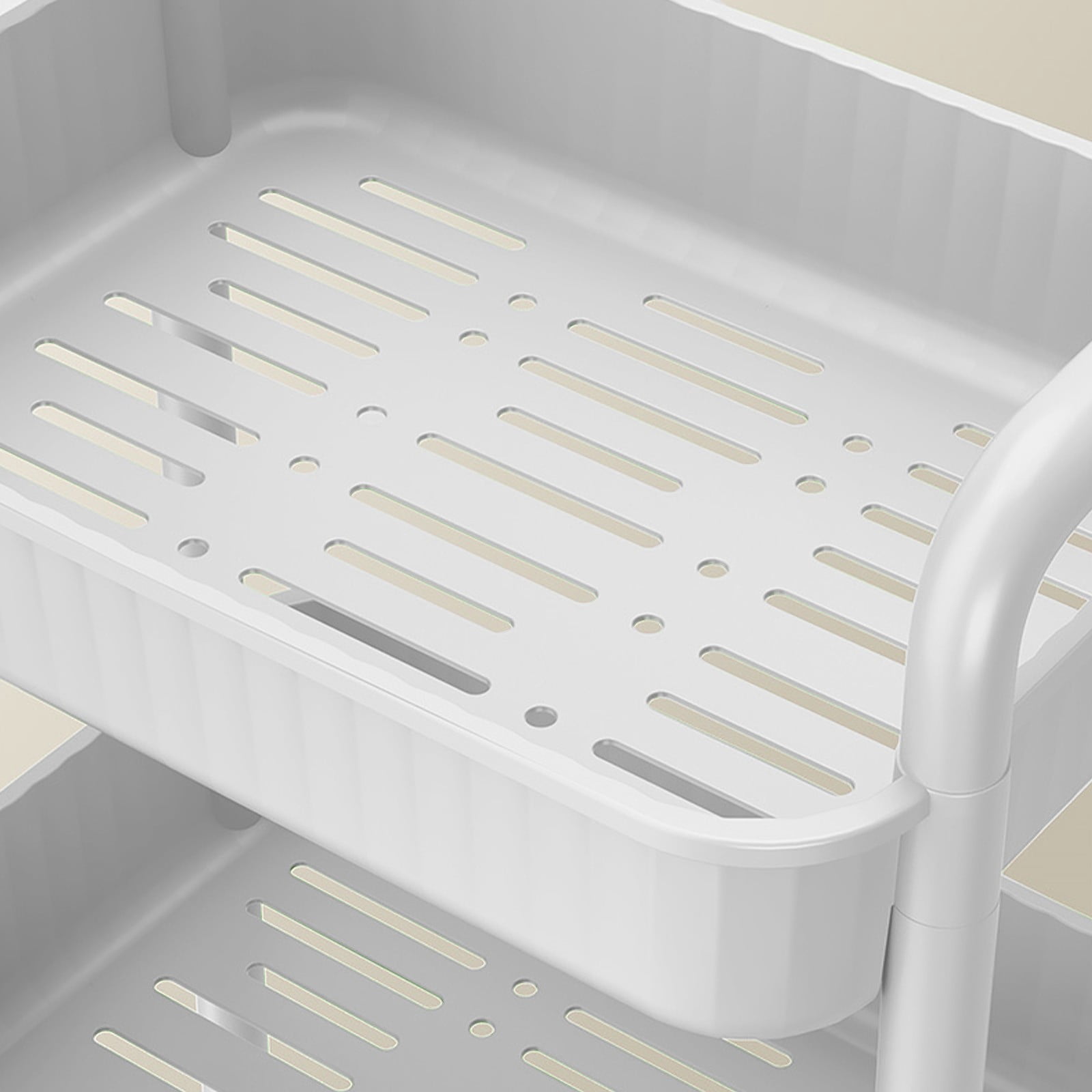 Two Tier Plastic Rolling Cart With Locking Swivel Casters, Lightweight Sturdy Large Capacity, Easy Assembly Handle Design, Mobile Storage, For Kitchen Office Bedroom Pantry Laundry Room Organization