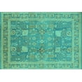 thumbnail image 1 of Ahgly Company Machine Washable Indoor Rectangle Oriental Turquoise Blue Industrial Area Rugs, 5' x 7', 1 of 4