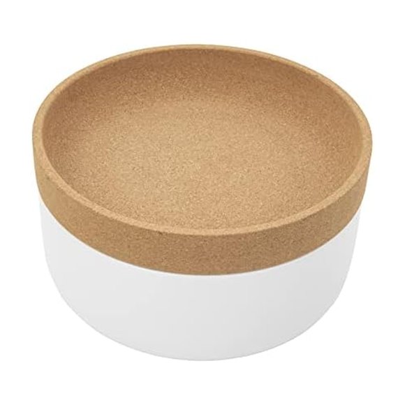 Kamenstein Tazón Grande De 2 Compartimentos Que Extiende La Frescura De Los Productos 11 X 11 X 6 Pulgadas Corcho Natural Y Cerámica Blanca