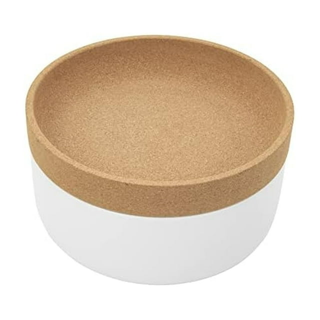 Kamenstein Tazón Grande De 2 Compartimentos Que Extiende La Frescura De Los Productos 11 X 11 X 6 Pulgadas Corcho Natural Y Cerámica Blanca