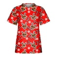 thumbnail image 1 of Blusas Navideñas Para Mujer, Con Cuello en V, Con Estampado de Nieve, Para Entrenamiento, Uniformes de Enfermera, Blusa de Manga Corta, Jerséis Odeerbi  ODB208349, 1 of 4