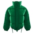 thumbnail image 4 of Uooqdmx Puffer Jacket Womens Cropped Jacket Solid Color Shorts Zippered Long Sleeve Drawstring Jacket Women's Down Jackets & Parkas Green L, 4 of 4