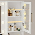 thumbnail image 6 of UGTOO 35.4" White Makeup Vanity Desk with LED Mirror, Solid Wood Frame, 5-Drawer Dressing Table, Gold Handles, 6 of 15