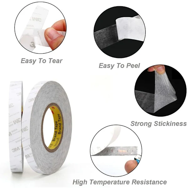 Double-sided tape, transparent 3M 9080 strong double-sided tape length 50 m, width 10 mm, thickness 0.15 mm for crafts