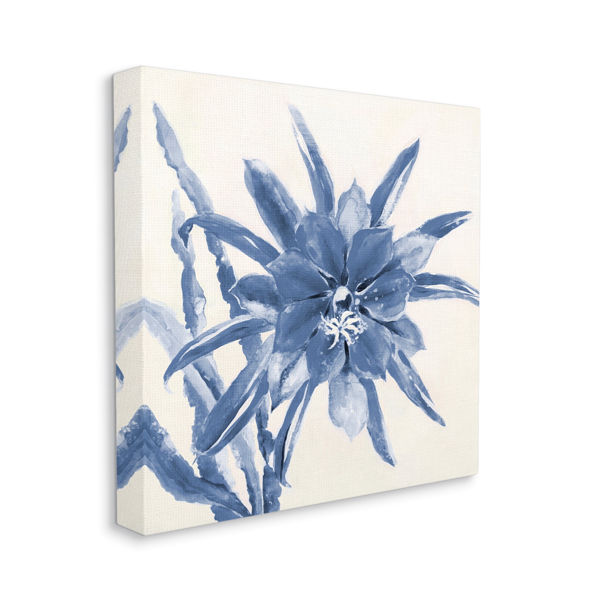 Stupell Industries Blue & White Flower Botanical & Floral Painting Gallery Wrapped Canvas Print Wall Art, 17 x 17