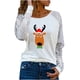 thumbnail image 1 of Camiseta de manga larga con cuello redondo para mujer a la moda, sudadera de encaje con estampado de otoño, blusas sueltas Fridja  FKASFK1243, 1 of 8