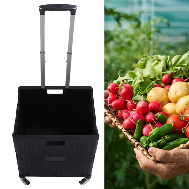 Carrito De Servicios Públicos Plegables, Carretas Giratorias De Compras De Cajas Rodantes Con Almacenamiento De Tapa Del Telescópico Para Transportar Sin Esfuerzo Artículos