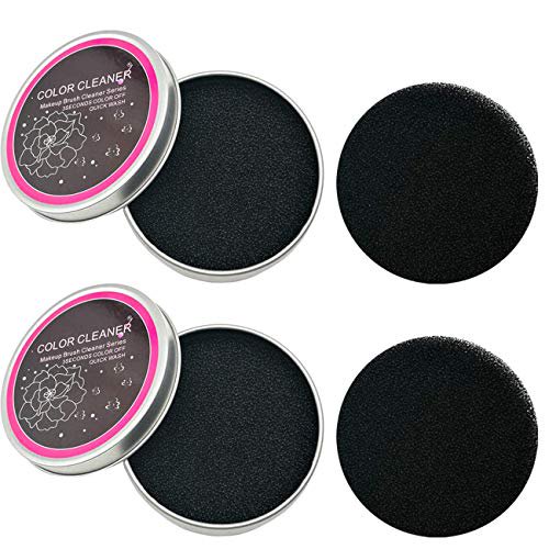 Tihood 2Pcs Makeup Brushes Color Removal Cleaner Sponge Kit With 2 Replacement Sponges Switch Color Without Switching Brushes