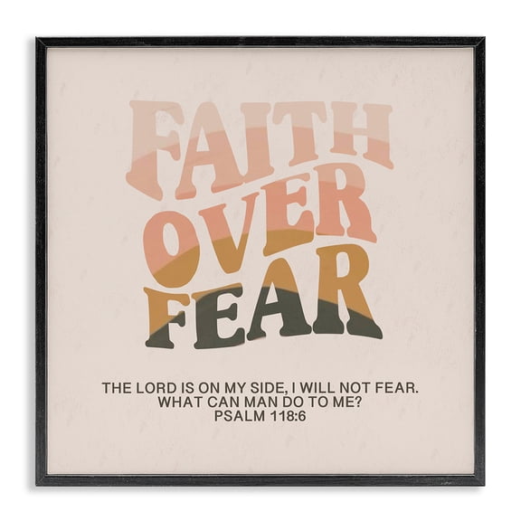 Stupell Industries Modern Retro Faith Over Fear Black Framed Giclee Art, 12 x 12, by Amylee Weeks