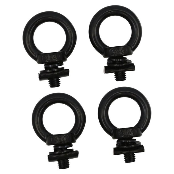 4 pernos de ojo resistentes para anclaje de cuerdas de portaequipajes. Negro