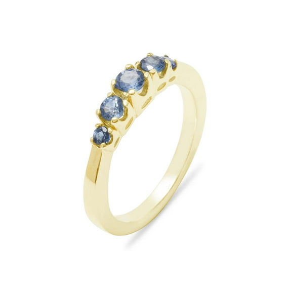 LBG British Made 18k Yellow Gold Natural Sapphire Womens Anniversary Ring - 33 size options - Size 6.75