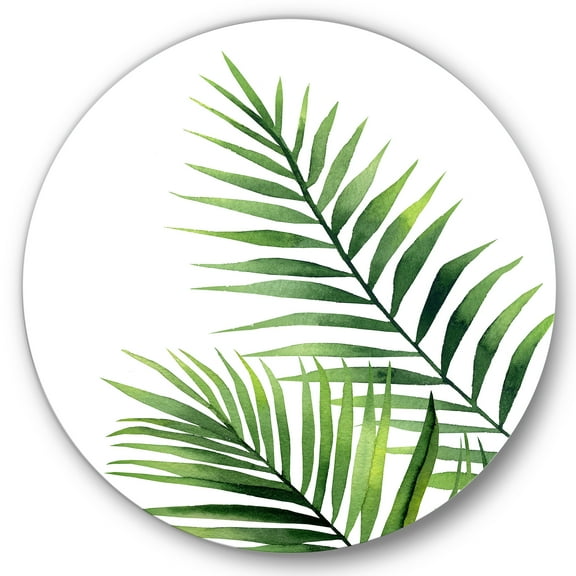 Designart 'Fern Plant Leaves Detail III' Farmhouse Circle Metal Wall Art 36x36 - Disc of 36