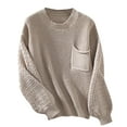 thumbnail image 1 of Timegard Women's Sweaters Long Sleeve Crewneck Solid Color Pullover Fall Winter Chunky Knitted Tops, 1 of 3