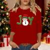 thumbnail image 2 of asdoklhq Sweatshirts Ladies' Christmas Round Neck 3/4 Sleeve T-shirt Shirt Red 3X, 2 of 5