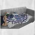 thumbnail image 6 of Floral Soft Flannel Fleece Throw Blanket, with Flower Pattern in Round Pattern Tulip Flowers Artwork Print, Cozy Plush for Indoor and Outdoor Use, 70" x 90", White Lilac and Blue, by Ambesonne, 6 of 6