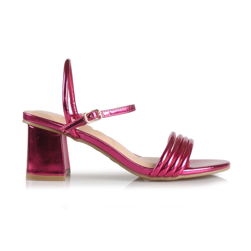 Women's Comfort Memory Foam Metallic Fuchsia Evening Party Heeled Sandals