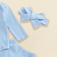 thumbnail image 5 of YDFCWXW Baby Girl Clothes Spring Solid Color Long Sleeve Ribbed Bodysuit Romper Pants Set (Blue, 0-3 Months), 5 of 6
