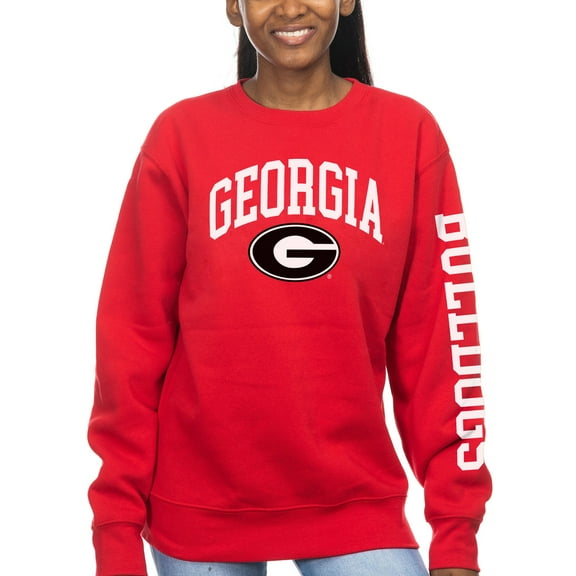 Women's ZooZatz Red Georgia Bulldogs Fleece Crewneck Pullover Sweatshirt