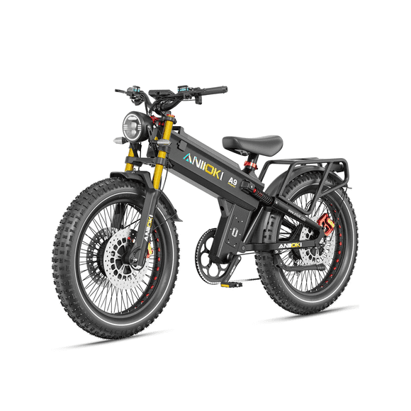 ANIIOKI A9 Pro Max 60V 70Ah All-Terrain Electric Bike for Adult, 240 Miles Long Range, 6000W Dual Motor,47mph,UL2849,CBS & Dual Front Disc Brakes, Smart Media System, New Charger Technology, Black