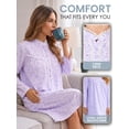 thumbnail image 4 of Casual Nights - Flannel Floral Long Sleeve Nightgowns for Women, Soft Lightweight Cotton & Lace Trim, Comfortable Lounging, Purple X-Large, 4 of 7