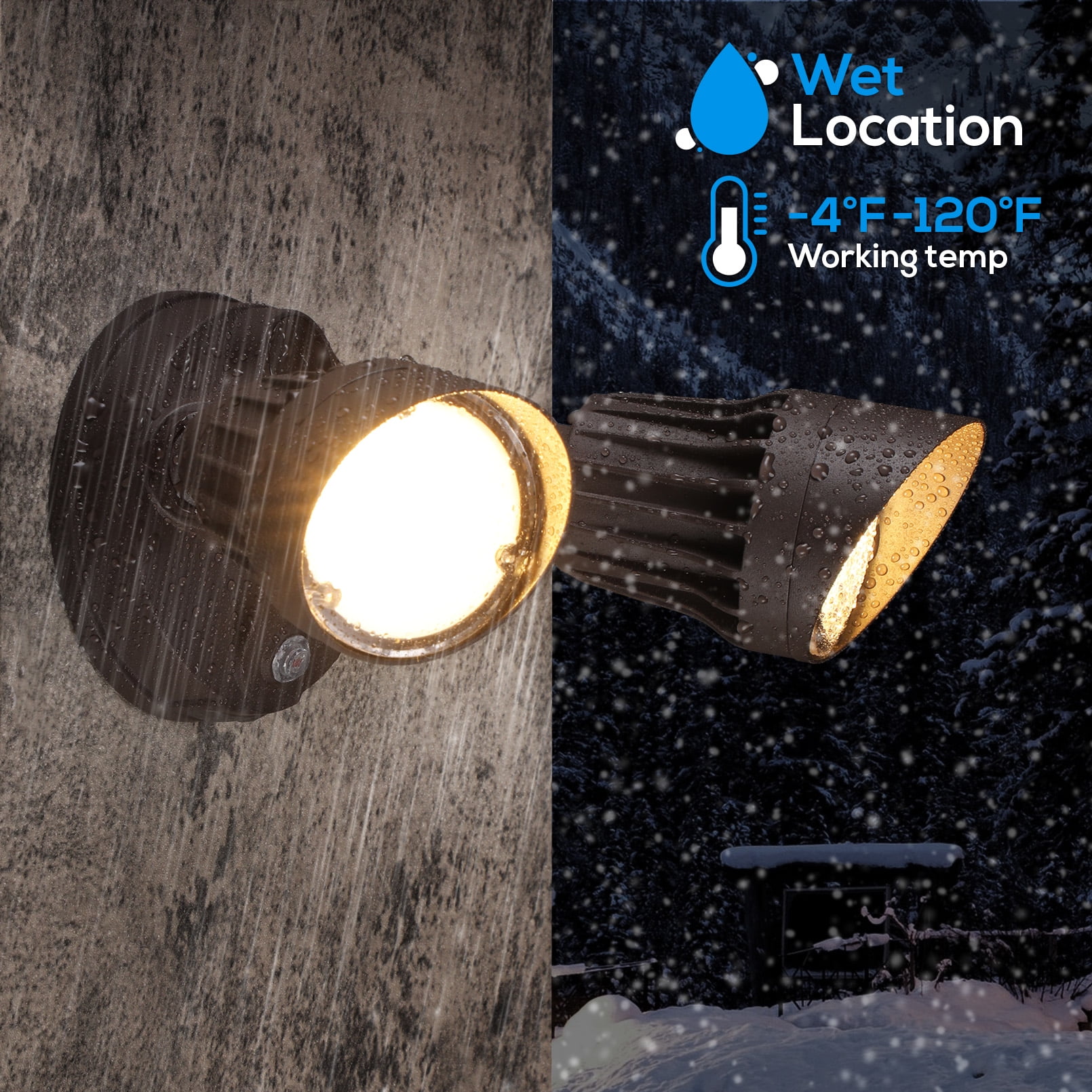 2 Pack 3CCT LED Security Light, Dusk to Dawn LED Flood Light with Photocell, 3000K/4000K/5000K Selectable, Bronze