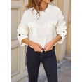 thumbnail image 5 of Womens Knit Tops 2025 Oversized Long Sleeve Crewneck Sweater Business Casual Blouses Basic Sweater White XL, 5 of 9