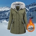 thumbnail image 2 of Women Mid Length Parka Winter Warm Fleece Lined Jacket Thicken Puffer Coat with Fur Hood Full Zip Overcoat, 2 of 7