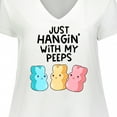 thumbnail image 4 of Inktastic Easter Just Hangin' with My Peeps Women's Plus Size V-Neck T-Shirt, 4 of 5