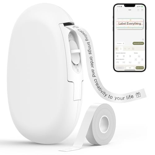 Máquina etiquetadora SUPVAN E10 con Bluetooth y cinta, etiqueta continua impermeable, aplicación versátil con 35 fuentes y más de 1000 íconos, etiquetadora sin tinta para el hogar, la cocina, la escue