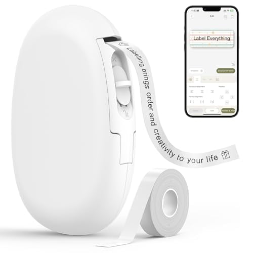 Máquina etiquetadora SUPVAN E10 con Bluetooth y cinta, etiqueta continua impermeable, aplicación versátil con 35 fuentes y más de 1000 íconos, etiquetadora sin tinta para el hogar, la cocina, la escue