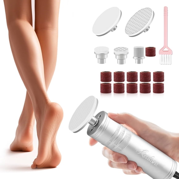 Kredioo Electric Foot Callus Remover 5 Nano Glass Nail File Grinding Heads and Sanding Bands Pedicure Tools for Feet Sensitive Skin Safe Adjust Speed