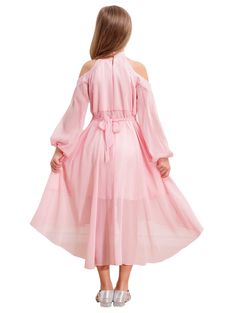 long sleeve junior bridesmaid dresses One-Shoulder Junior Bridesmaid Dress Puff Sleev Size 12 / Ivory