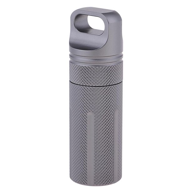 Llavero de La Caja de La Píldora, Tenedor Impermeable de Del Bolsillo Supervivencia Del Viaje Estilo 1-Gris Macarena Envase impermeable de la cápsula