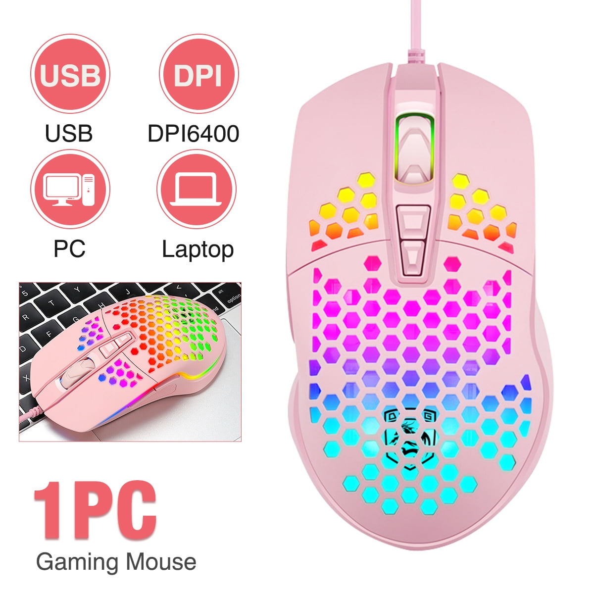 5500DPI LED Optical USB Wired Gaming Mouse 7 Buttons Gamer Laptop PC Mice Hot VV 