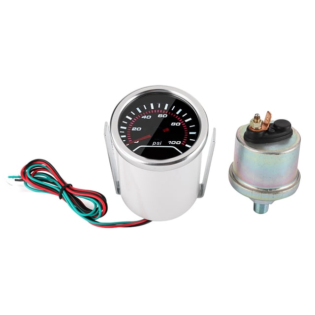 Medidor 52 Mm / 2 Pulgadas Probador Universal Del De Calibre De Presión De Aceite Del Automóvil Medidor Digital De 0-100 PSI Luz Blanca De 12 V