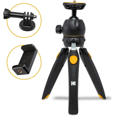 KODAK Photogear Mini Adjustable Tripod W/E-Guide | Compact 9” Tabletop Tripod Converts to