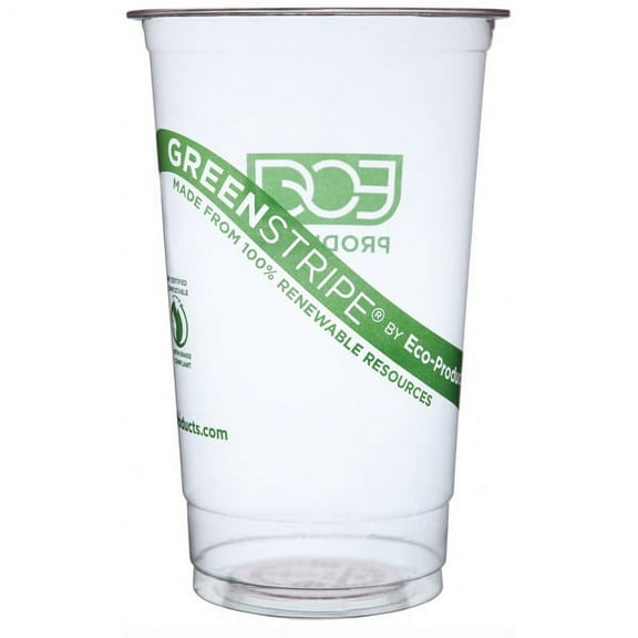 Eco-Products GreenStripe Cold Cups, 32 Oz, Clear, Pack Of 600 Cups