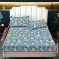 thumbnail image 2 of ZIATUBLES 3 Pcs Twin Size Sheet Set, Dog Paw Blue Printed Soft Comfort Bedding Sets with 1 Fitted Sheet and 2 Pillowcases, Cooling Cozy All-Season Bed Sheets, 2 of 5