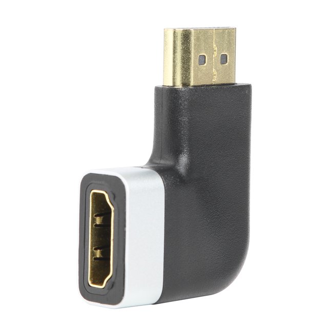 Adaptador compatible con HDMI 1080P Convertidor de macho a hembra compatible con HDMI de ángulo de 90 grados (Plata)
