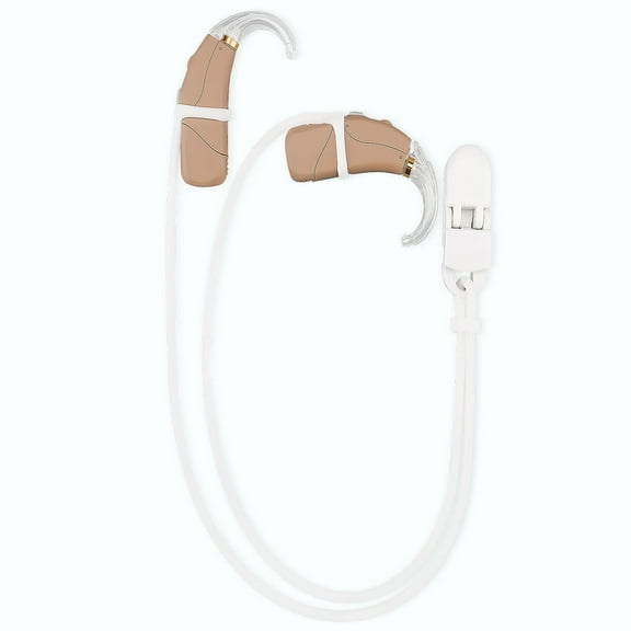 Vivtone Hearing Aid Clip and Anti-Lost Lanyards, Holder Straps for BTE Hearing Aids, Elastic and Fashionable, White