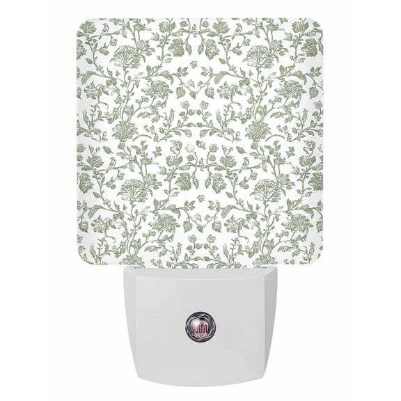 Night Lights Auto Sensor Green Pastoral Flower Plug-in LED Nightlights Lamp Dusk to Dawn for Living Room, Bedroom, Bathroom, Hallway, Stairways Home Wall Decor, Farmhouse Night Light