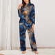 thumbnail image 2 of Balery Elegant Blue Gold Blooms Conjunto de Pijama con Estampado para Mujer, Conjunto de Dos Piezas con Manga Larga, Ropa de Dormir Suave con Bolsillos, Pijamas Cómodos-XX-Large, 2 of 7