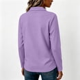 thumbnail image 4 of Hsovts Women's Cotton Long Sleeve Collared Polo Shirt Preppy Button Placket Shirts Multi‑Color Tops Daily Commute Street Wear Purple XL, 4 of 5
