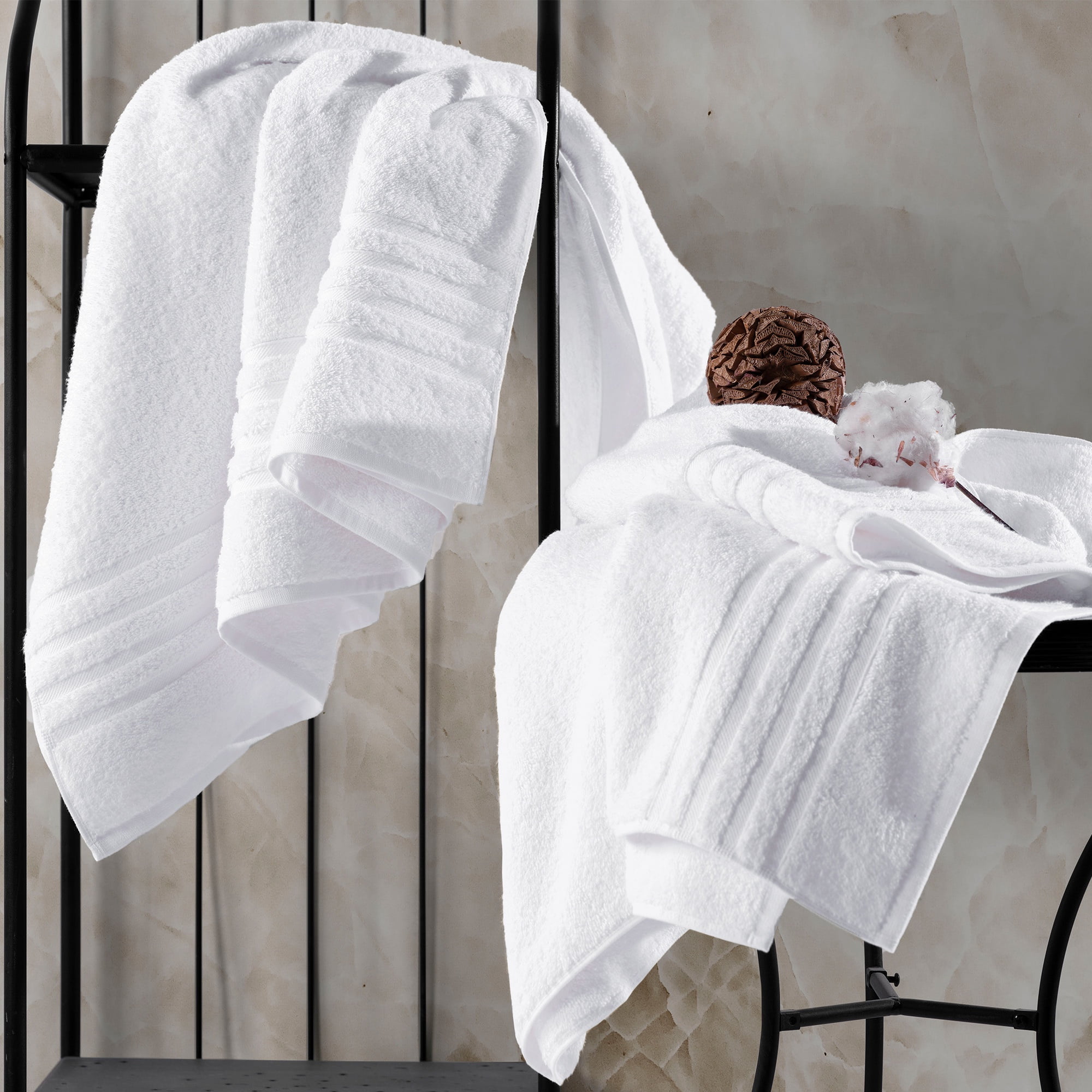 Jumbo Large Bath Sheets Towels 2 Pack Soft and Absorbent, 100% Cotton Towels (White, Bath Sheet)