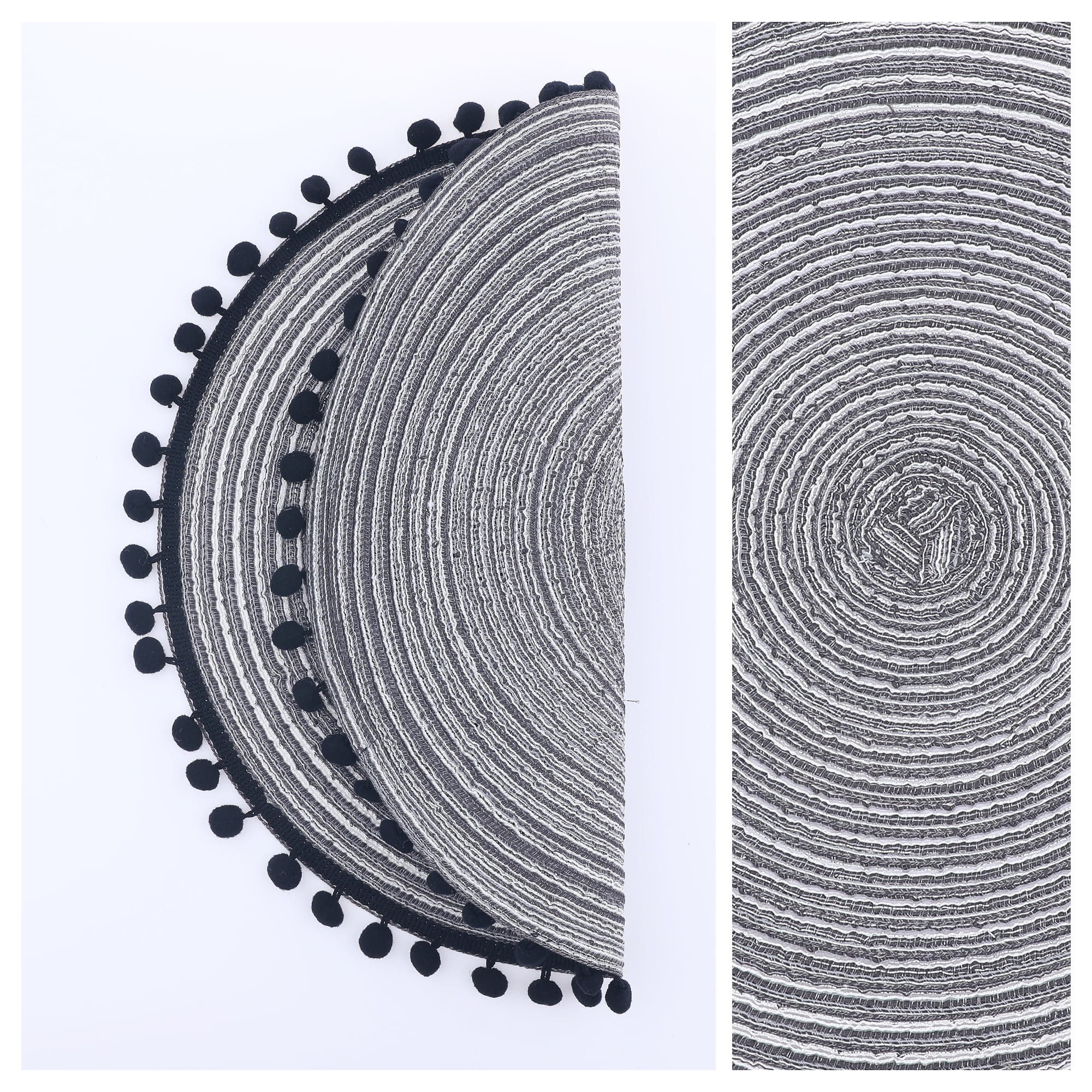 Unique Bargains Placemats Set of 6 Polyester Placemats for Dining Table Black Gray 15x15in